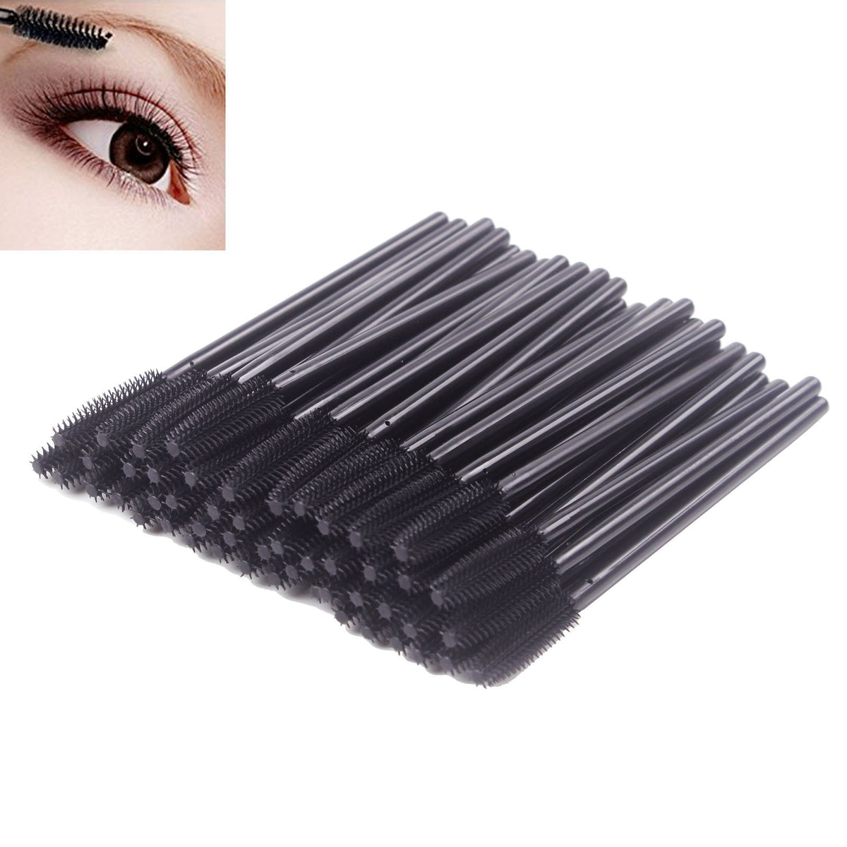 BIHRTC Pack of 100 One-Off Disposable Silicone Eyelash Mascara Brushes