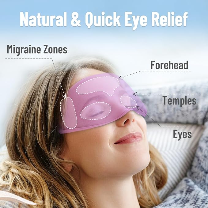 Cooling Eye Mask for Puffy Eyes, Ice Eye Pack After Surgery Relief - Reuable Cold Compress for Dry Eye - Comfortable Perfect Fit Gel Sleep Mask, Purple of 3D