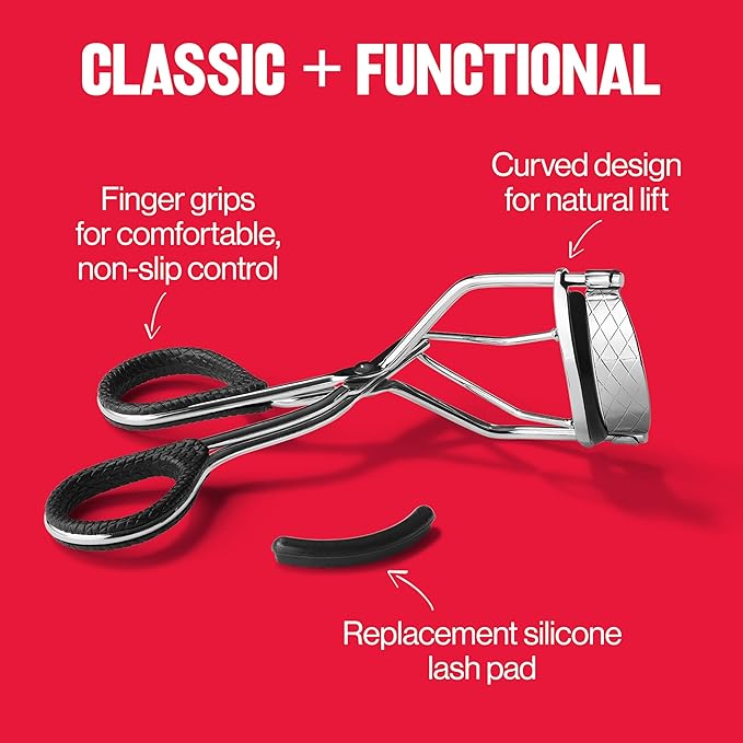 Revlon Natural Curl Lash Curler, Gives a Natural Eyelash Lift, with Finger Grips for a Non Slip Grip, Easy to Use, 1 Count