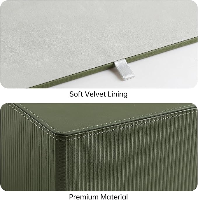 Tissue Box Cover Square with Magnetic Closure, PU Leather Tissue Box Holder for Bathroom NightStands Livingroom, Decorative Modern Square Tissue Holder (Green)