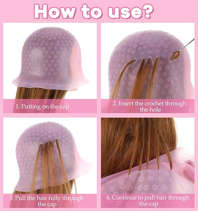 Frosting Caps for Highlighting Hair, Professional Hair Highlighting Caps for Hairs with Needle, Precise Punching for Salon Dyeing for Women & Men (Reusable)