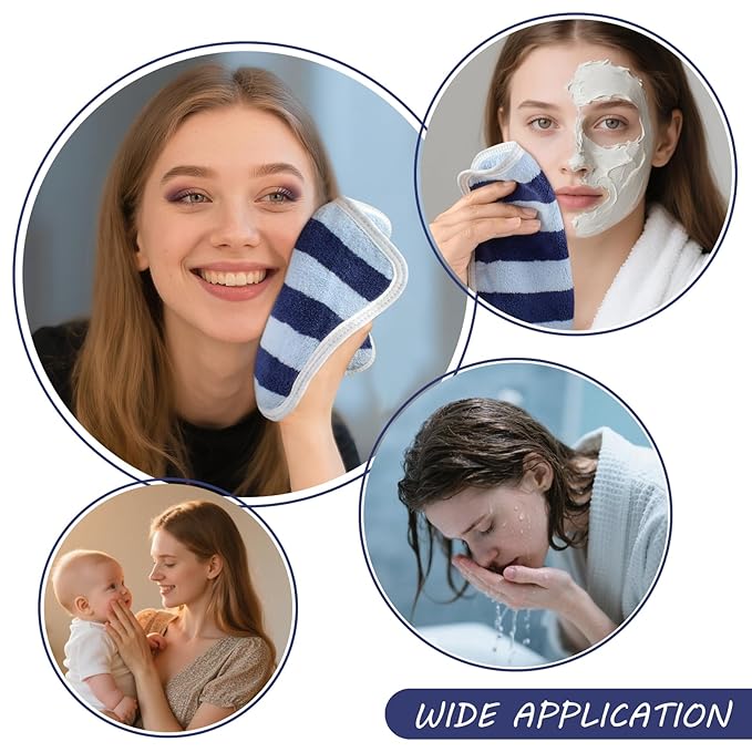 SINLAND Microfiber Facial Cloths Fast Drying Washcloth 8inch x 8inch Absorbent Face Wash Cloth Soft Makeup Remover Cloths