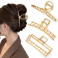 Mehayi 3 PCS Metal Large Hair Claw Clips for Thick Heavy Hair, Big Non-Slip Hair Catch Barrette Jaw Clamp, Strong Hold Claw Barrettes for Long Hair, Fashion Hair Styling Accessories for Women Girls