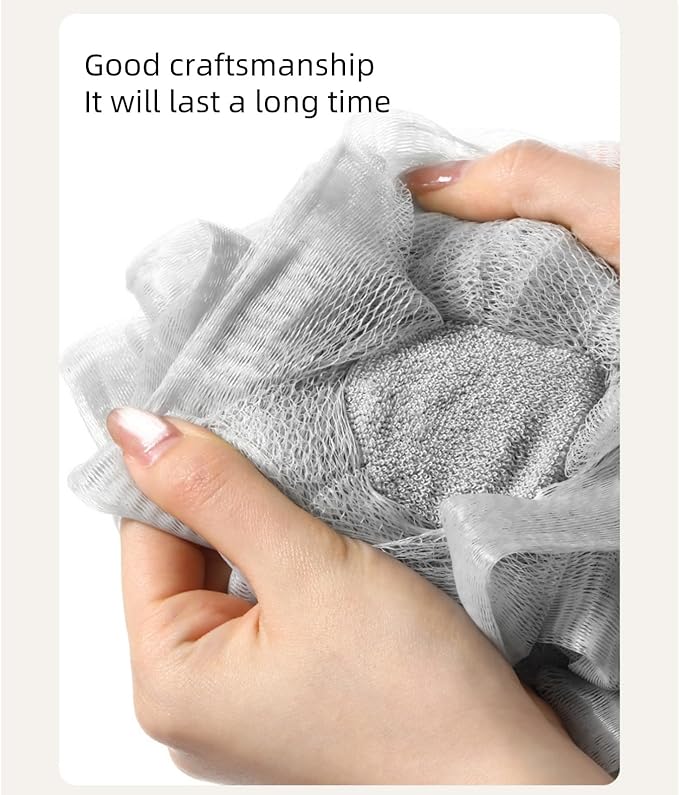 Washcloth Loofah Combo 2-in-1 Loufee Wash Cloth That Holds Bar Soap-Exfoliation Mesh Shower Ball for Body Wash&Smooth Skin+Free Loofah Dish Towel