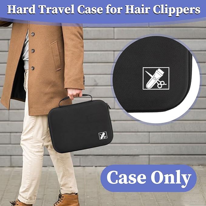 Klawdsky Hard Clipper Case for Barbers, Hair Clippers Travel Case for Hatteker/Oneisal/Wahl 5star/Andis Razor Guard Grooming Kits, Hair Cutting Barber Supplies Holder, Trimmer Organizer Storage Bag