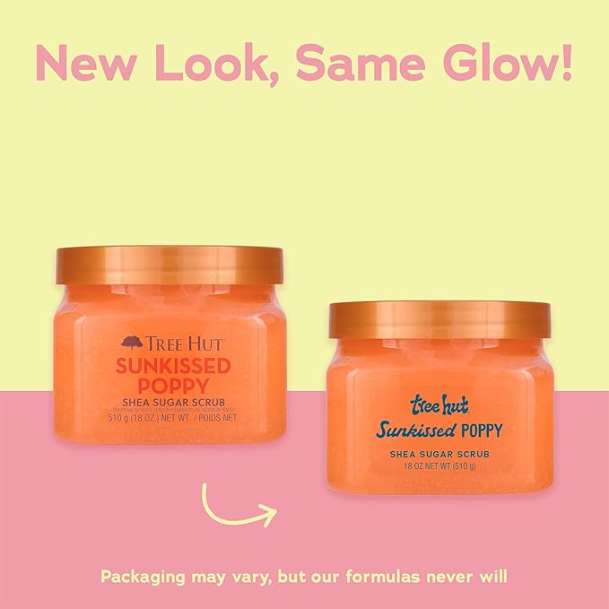 Tree Hut Sunkissed Poppy Body Scrub, Exfoliating Sugar Scrub, Vegan, 18 Oz