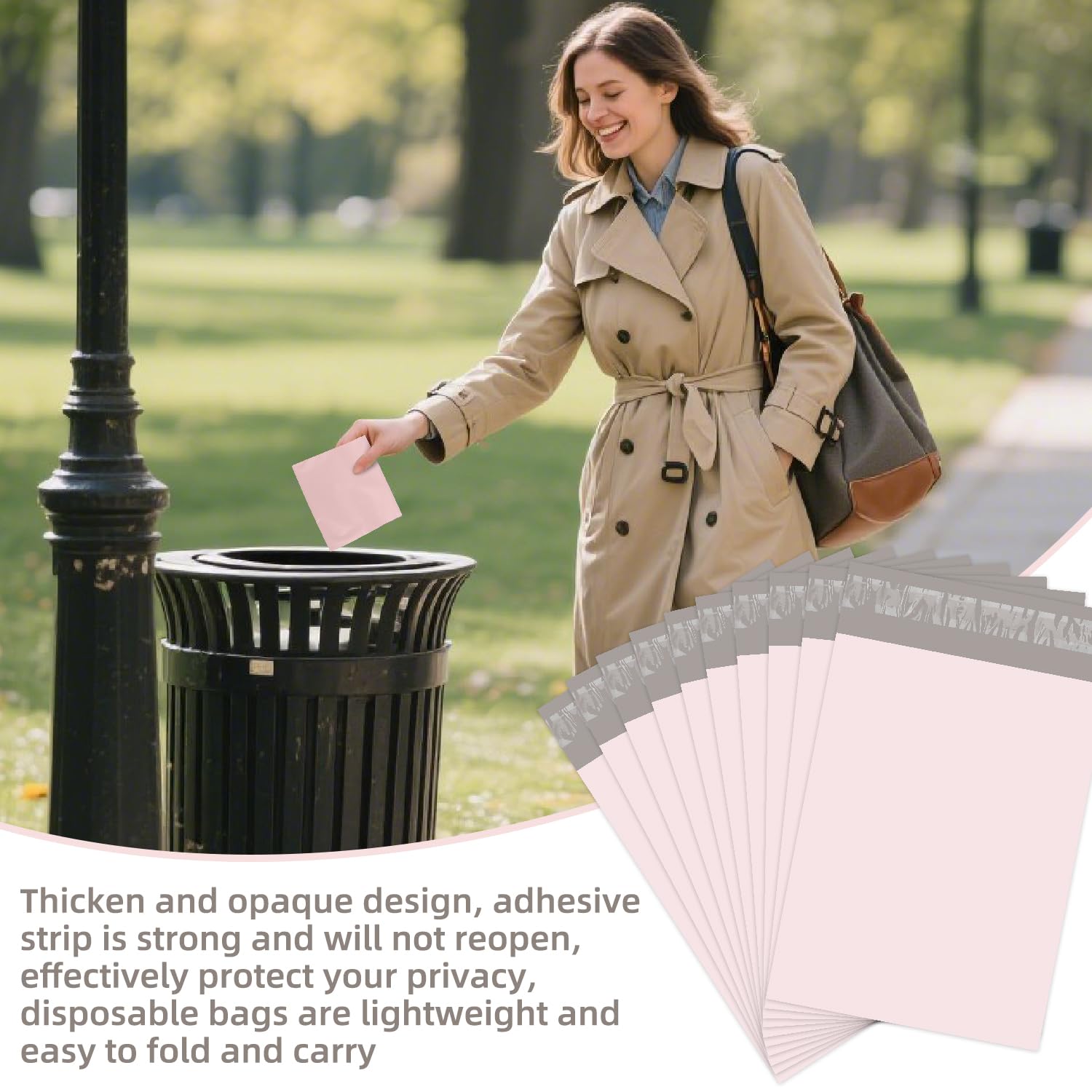 100Pcs Light Pink Sanitary Napkin Disposal Bags, Feminine Self-Sealing Hygiene Disposal Bags for Tampons, Pads and Liners, Personal Care Sanitary Bag for Women Privacy Handling