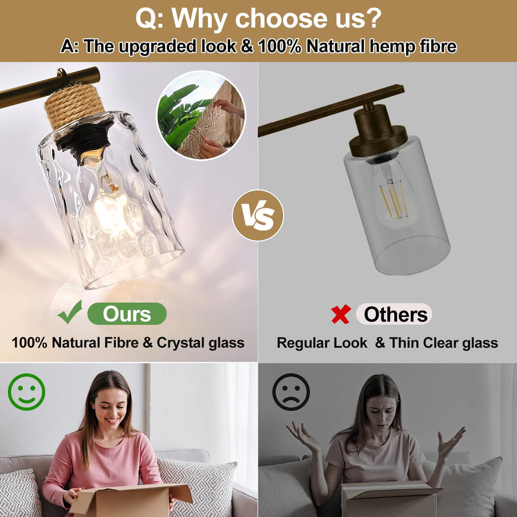 MOKATNG Bathroom Light Fixtures, 5-Light Coastal Vanity Lights with Crystal Glass Shade, Oil-Rubbed Bronze Bathroom Wall Lamp for Mirror Kitchen Hallway Cabinet