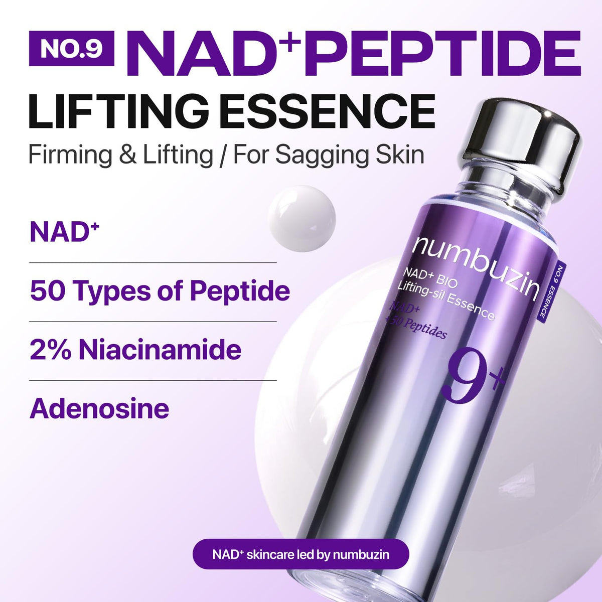 numbuzin No.9 NAD+ Peptide Serum for Face & Body, Anti-aging 1.69 fl oz