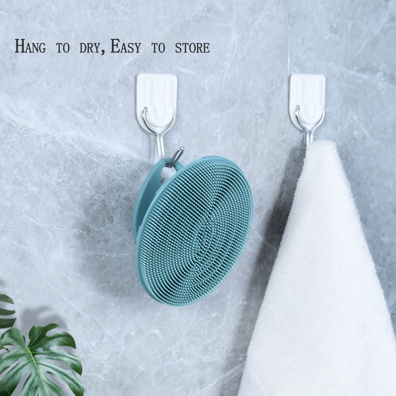 Silicone Face Brush Handheld Facial Cleansing Scrubber, Dark Green+Pink