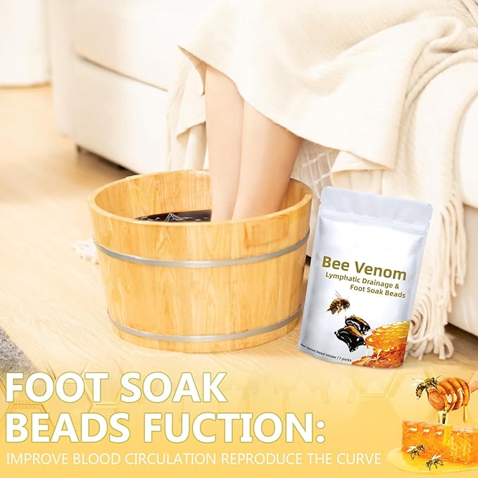 Bee Venom Foot Soak Beads, L-ymphatic Drainage & Foot Soak Beads for Foot Soaking Tub Pedicure Relief Foot (2Pack-14Pcs)