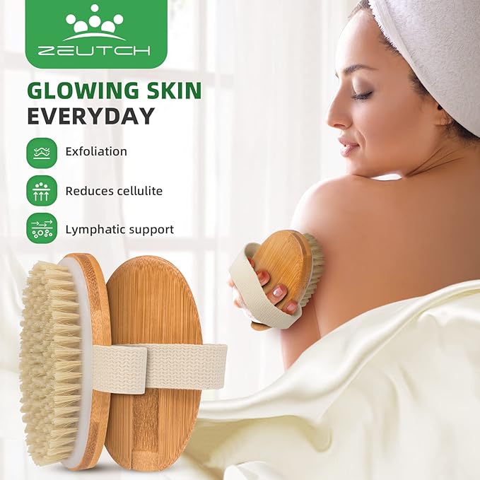 Zeutch Premium Dry Brushing Body Brush Set, Exfoliating & Glowing Skin