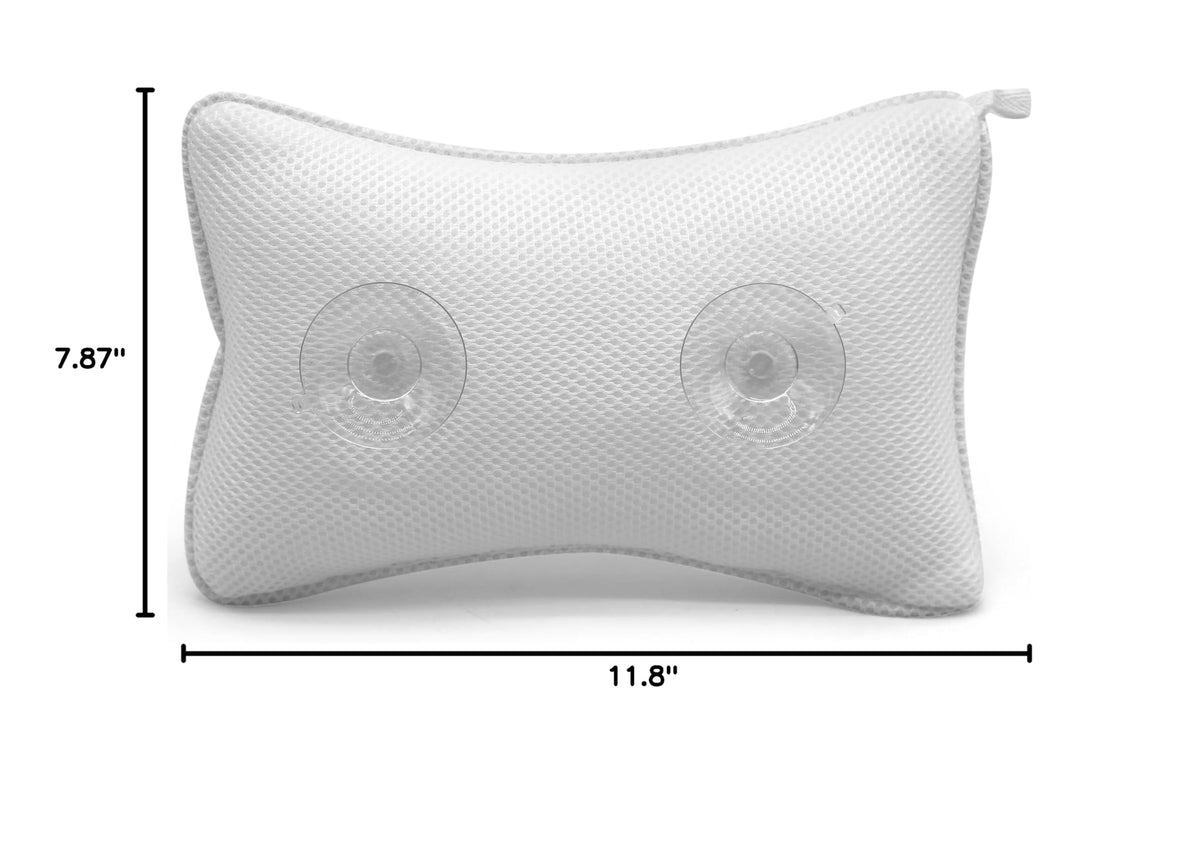 SereneLife Bath Pillow - Comfortable Tub Pillow with 4D Mesh & Suction Cups | Quick-Drying, Breathable & Thick Cushioned, Fits Standard Tubs, Supports Neck & Spine, Works with SereneLife Massage Mats
