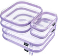 YQBRAO 6 Pack Royal Purple Clear Hard Shell Zipper Case, 1.2mm Heavy Duty Art Supply & Cosmetic Bags, Crush-Proof Storage Pouches for Hobbies, Tech & Makeup (2L, 2M, 2S)