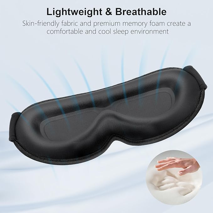 Gritin 100% Blackout Sleep Eye Mask for Women Men, Zero Pressure Sleep Mask