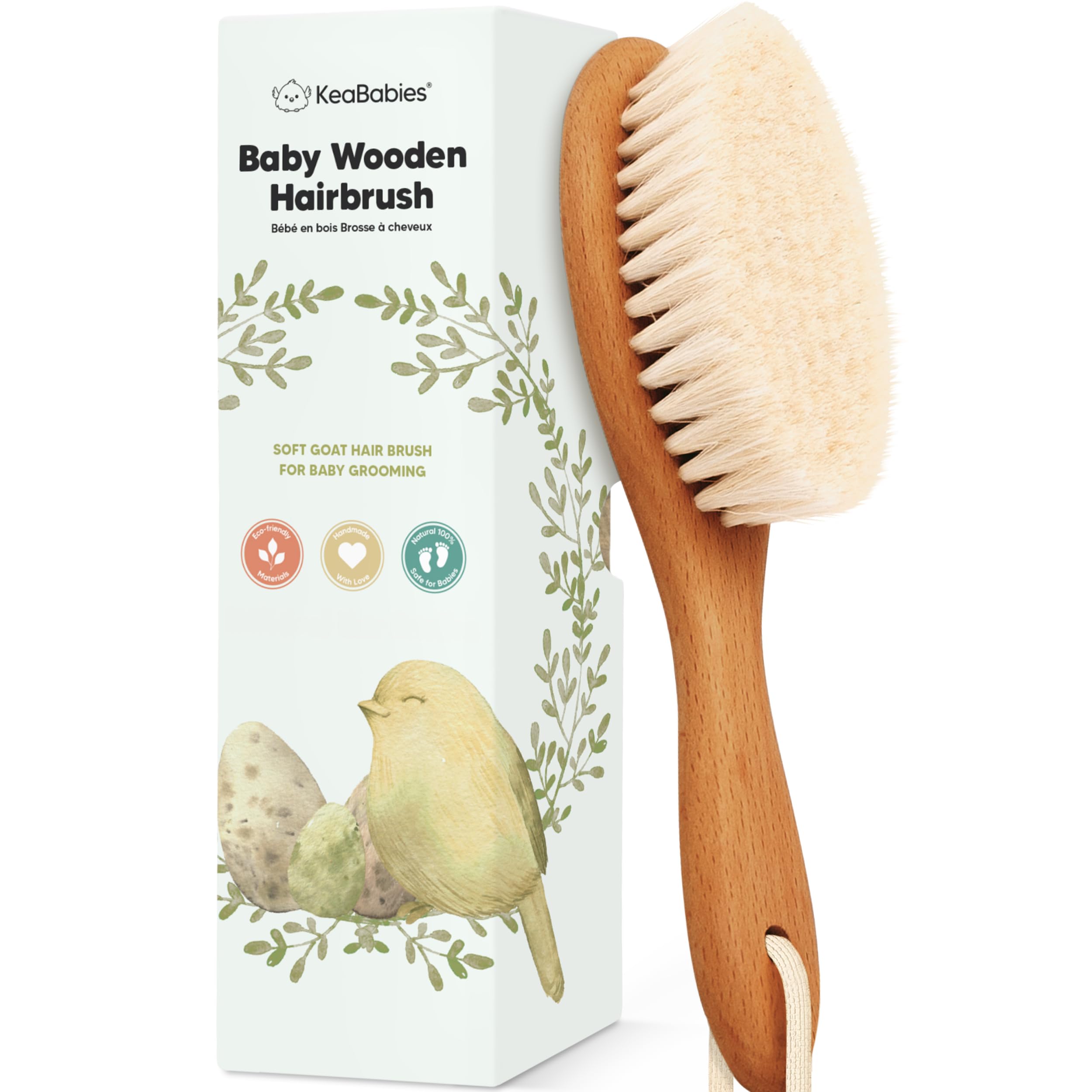 Wooden Baby Hair Brush for Toddler, Infant Cradle Cap (Golden Oak, Regular)