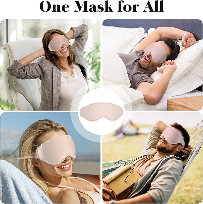 Fygrip 3D Eye Mask Sleep Mask for Men & Women, 100% Pressure-Free & Light Block-Out Eye Mask for Sleep with Easy Adjustable Strap, Night Eye Cover for Travel, Pink