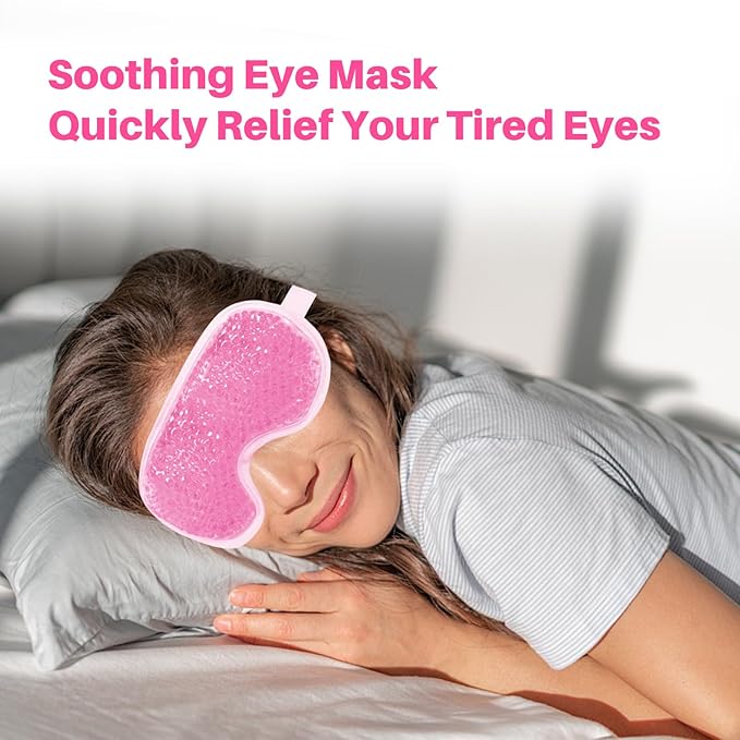 Permotary Cooling Eye Mask with Gel Bead 2 Pack Gel Eye Mask Cold Eye Mask for Relaxtion,Puffy Eyes Reusable Cold & Warm Compress for Puffiness,Dry Eyes,Headaches,Migraines,Stress Relief,Post Surgery
