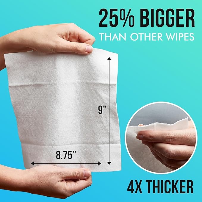 Extra Large Body Wipes for Adults Bathing No Rinse - 40 Ultra Thick Disposable Shower Wipes for Men, Women & Elderly - Great for Gym, Camping, Post Surgery - Lavender