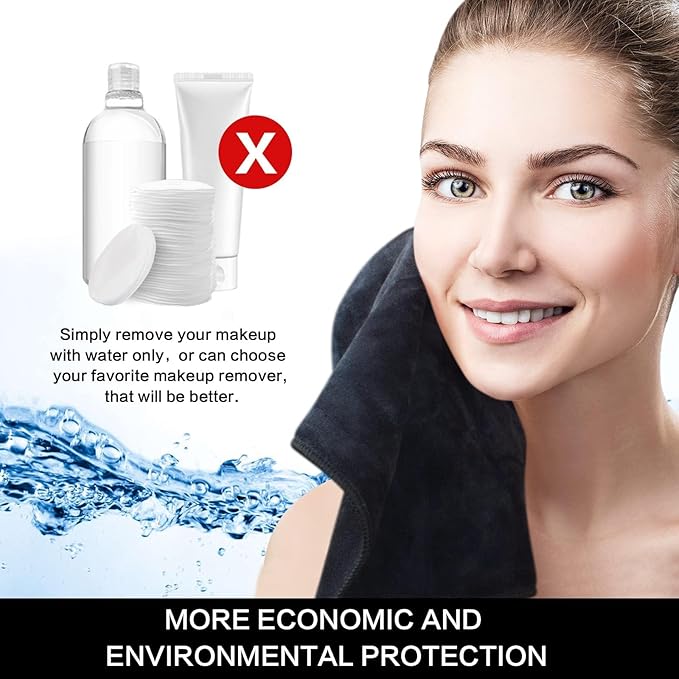 Microfiber Facial Cloths Fast Drying Washcloth 12inch x 12inch Black 20 pack