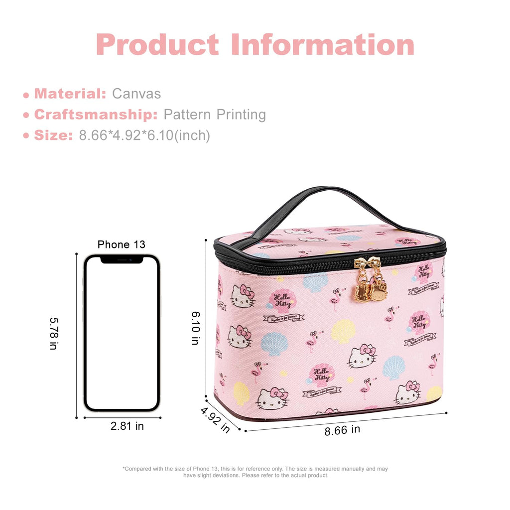 Vimanllie Cosmetic Bag Large Makeup Bag |Travel Toiletry Bags Organizer for Women | Pink Canvas Case with Brush Holder for Girls - Beauty Organizer for Home & Travel with Handle