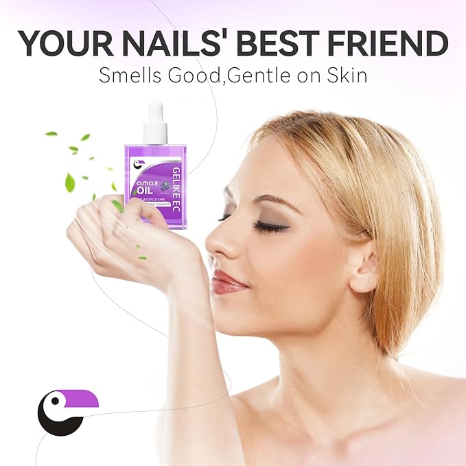 Gelike EC Nail Cuticle Oil - Blueberry Scent Organic Nail Moisturizing With Natural Jojoba Vitamin B & E for Nail Bed ＆ Damaged Nails Repair Treatment- Cuticle Cream for Nail Growth and Strength