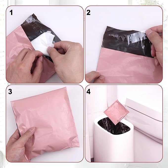 Pink Self-Sealing Sanitary Napkin and Tampon Disposal Bags - 101 PCS with Zipper