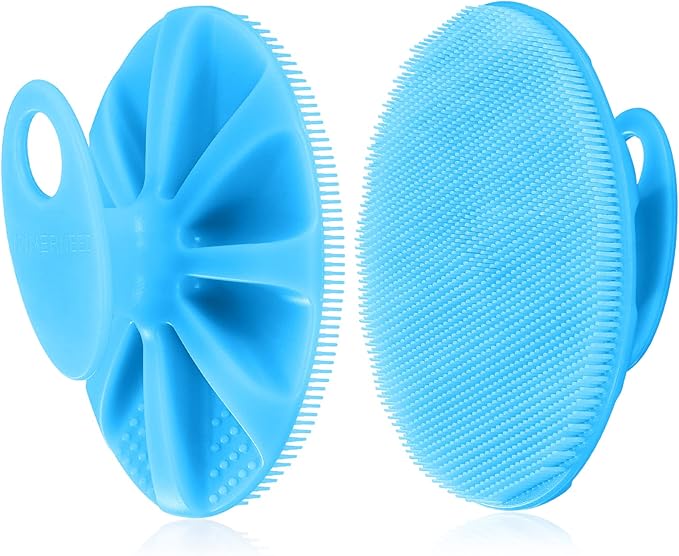 INNERNEED Silicone Body Cleansing Brush Exfoliating Scrubber, DGreen+Purple