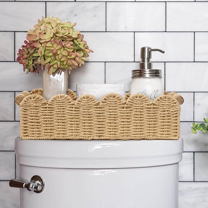 CubesLand Bathroom Basket Organizer, Toilet Tank Paper Storage Baskets 2PK
