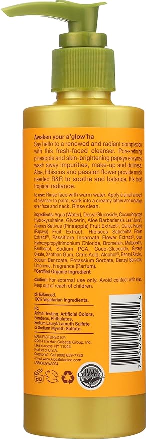 Alba Botanica Hawaiian Enzyme Face Cleanser, Pineapple, 8 oz
