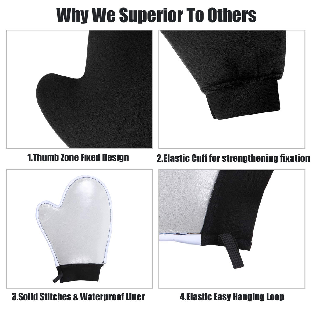 Yvoier Streakless Self Tanning Mitt Applicator Kit, 5 Pack Self Tanner Mitt with Tanning Glove, Self Tanner Back Applicator, Tanning Brush, Mini Face Glove and Exfoliating Mitt