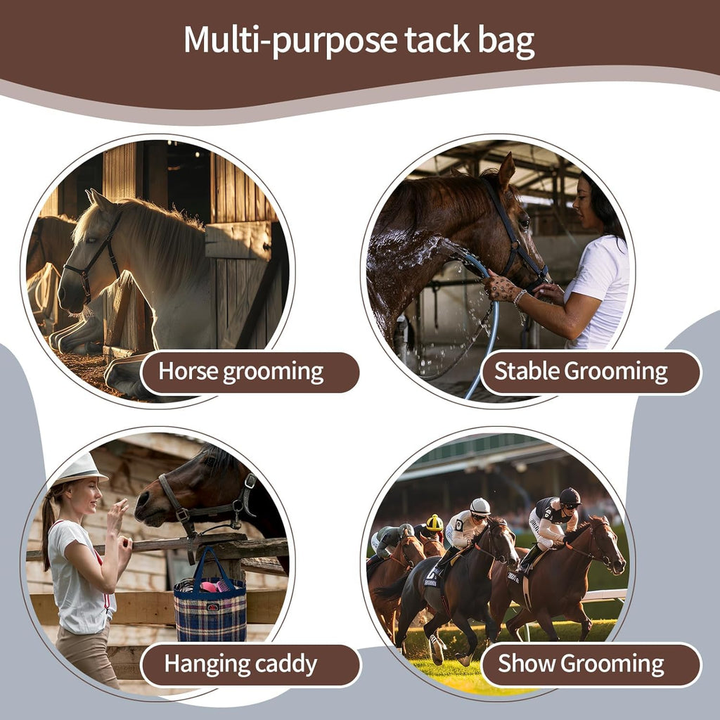 BARN & STABLE Breathable & Waterproof Mesh Horse Grooming Bag with 8 Pockets Tear-Resistant Grooming Tote for Horse Grooming Caddy Bag Organizer to Secure Items(Silver)
