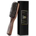 GAINWELL Mens Wild Boar Bristle Hair Brush for Men, Slick Back Hair Brush with Stiff Bristles for Thick & Thin Hair, Beard Brush Natural Black Walnut Wooden Handle Hairbrush