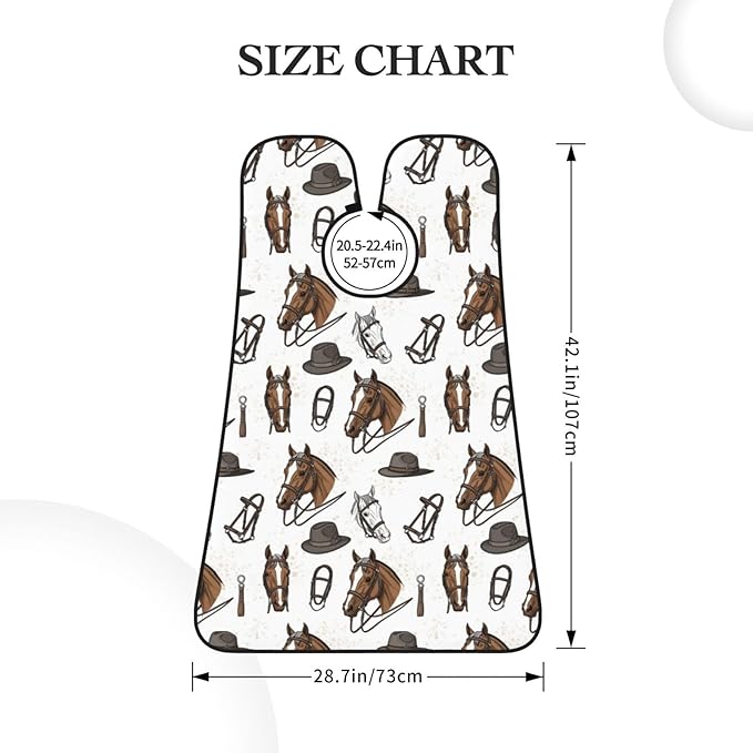 Beard Shaving Cape with Suction Cups, White Horse Watercolor Art Racing Vintage Shave Bib, Non-Stick Waterproof Hair Catcher, Grooming Bib for Men Husband