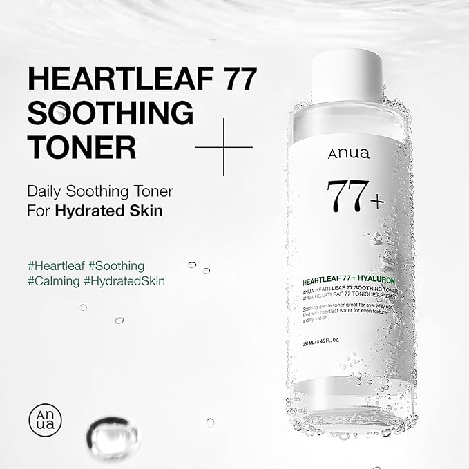 Anua Heartleaf 77 Soothing Toner, Moisturizing & Calming Facial Toner for Glass Skin, Hyaluronic Acid, Lightweight Hydration for Sensitive Skin, Redness Relief,Skin Cooling,Korean Skin Care,16.9 fl.oz