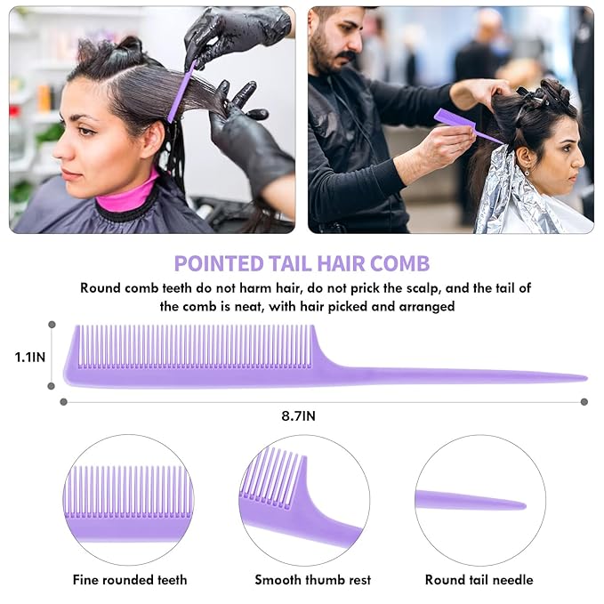 4pcs Curly Detangling Brush Set for Adult & Kids Wet or Dry, 3/4ABC Hair with Wide Tooth Comb (4, Purple)