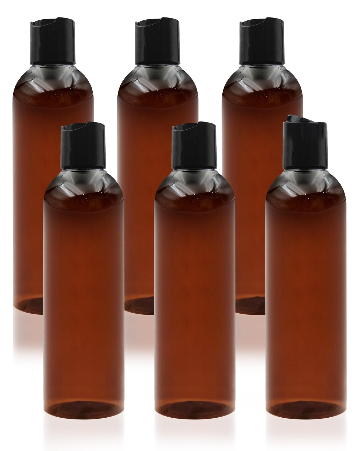 ZLEVEAYN 2-Pack 8 oz Plastic Shampoo Squeeze Bottles with Disc Caps, Amber