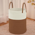 JMvicyroam Large Woven Laundry Basket Hamper,80L Cotton Rope Storage Bin for Blankets,Toys and Clothes,Decorative Tall Nursery Hamper for Living Room,Baby Nursery,Bathroom and Bedroom,White and Brown