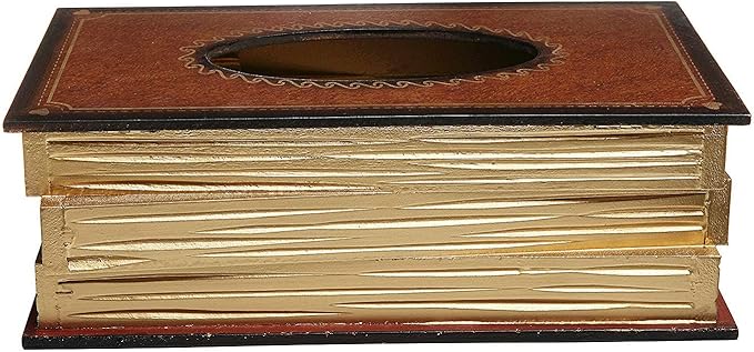 NFASHIONSO Antique Book Design Wood Bathroom Facial Tissue Dispenser Box Cover/Novelty Napkin Holder…