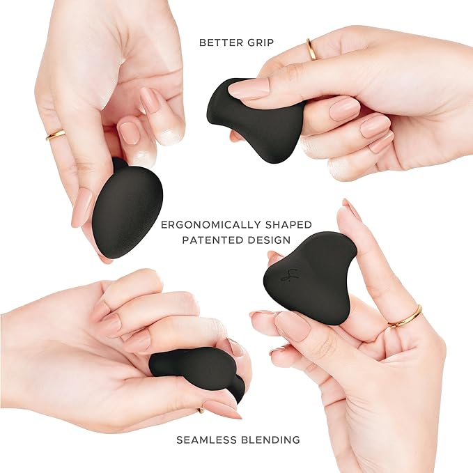 Strokes Beauty Lab Original Beauty Blender Makeup Sponge Applicator for Powder, Cream & Liquid, Beauty Tools Puff, Streak Free Application, Vegan, Cruelty Free Made in USA, Black