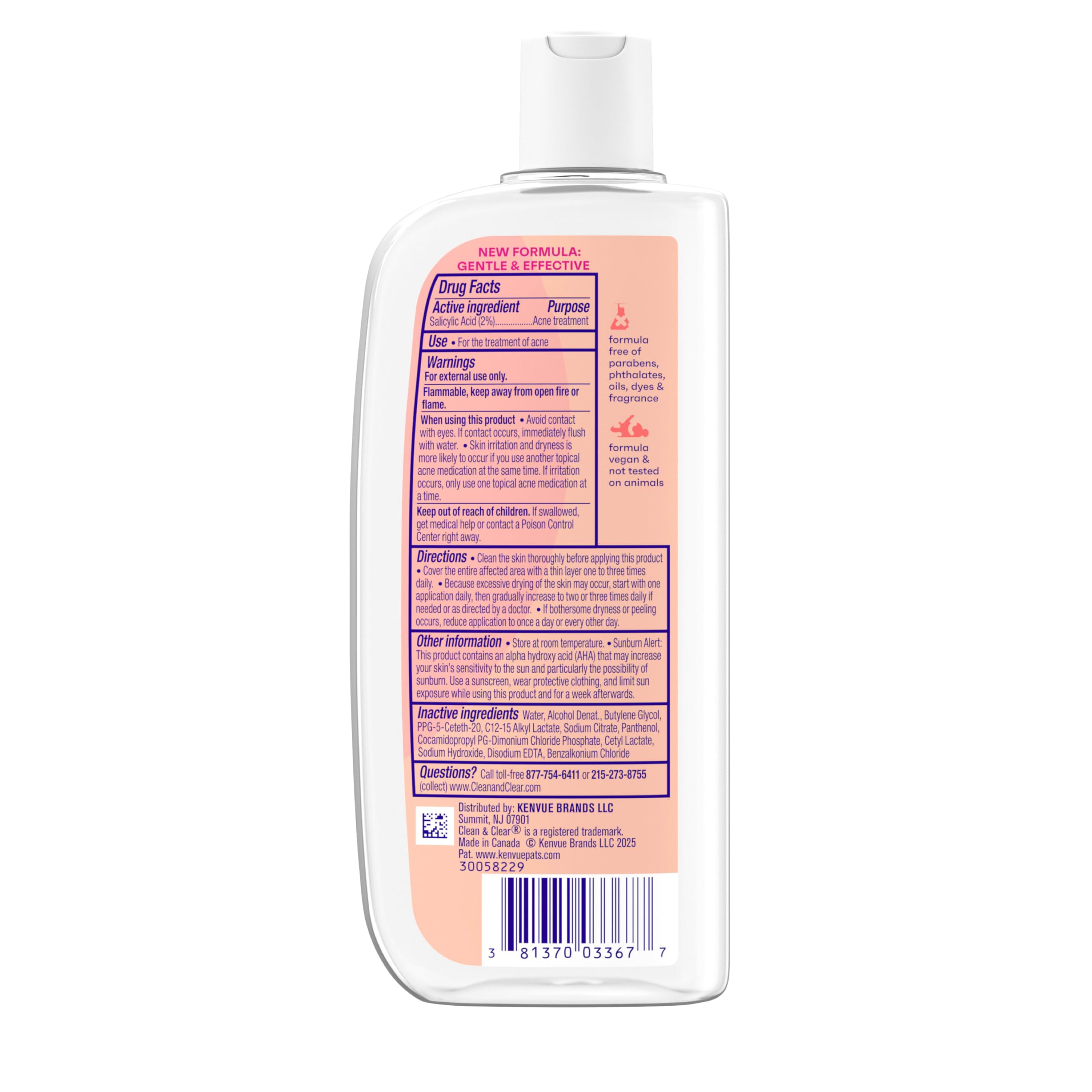 Clean & Clear Essentials Oil-Free Acne Toner, 2% Salicylic Acid Acne Treatment with Pro-Vitamin B5, Deep Pore Facial Toner for Blackheads & Pimples, Fragrance Free, 8 fl. oz