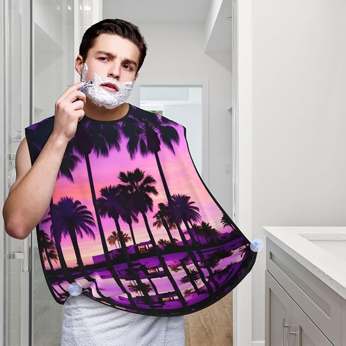 Pansy Perfection Print Beard Bib Shaving Apron, Beard Hair Trimming Cape Gift For Dad