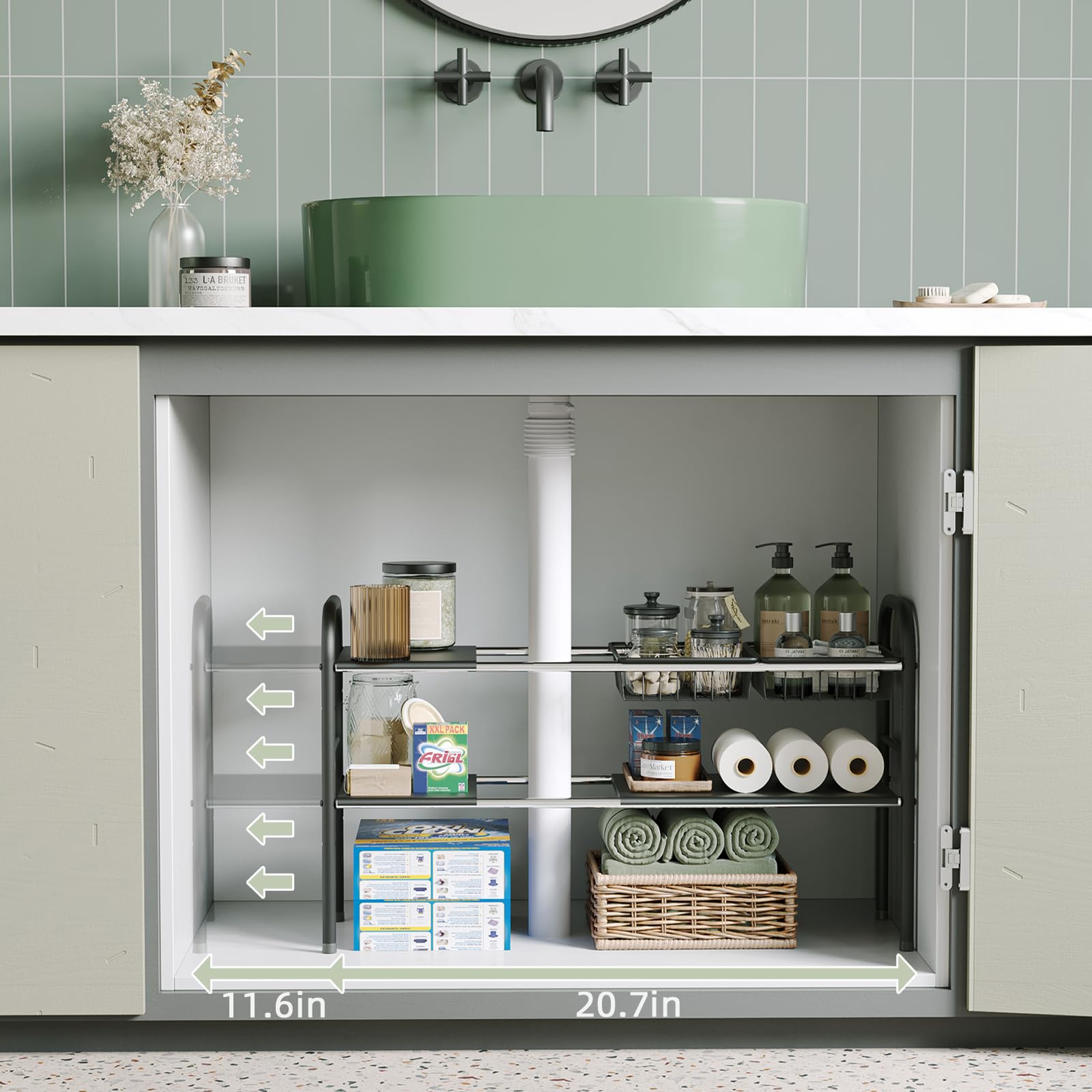 Under Sink Organizers and Storage,Expandable under cabinet organizer Shelf