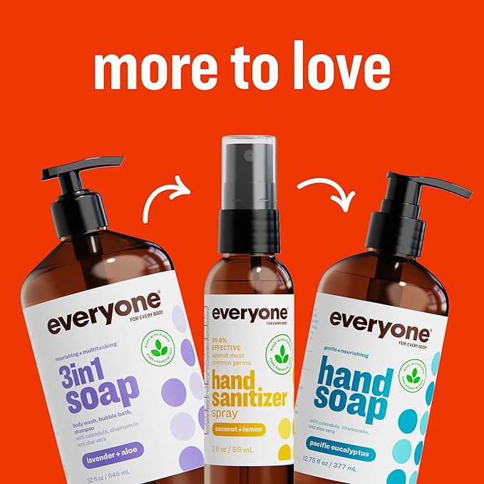 Everyone 3-in-1 Kids Soap, Body Wash, Bubble Bath, Shampoo, 32 Ounce (Pack of 2), Orange Squeeze, made with Essential Oils for Toddlers, tweens and teens