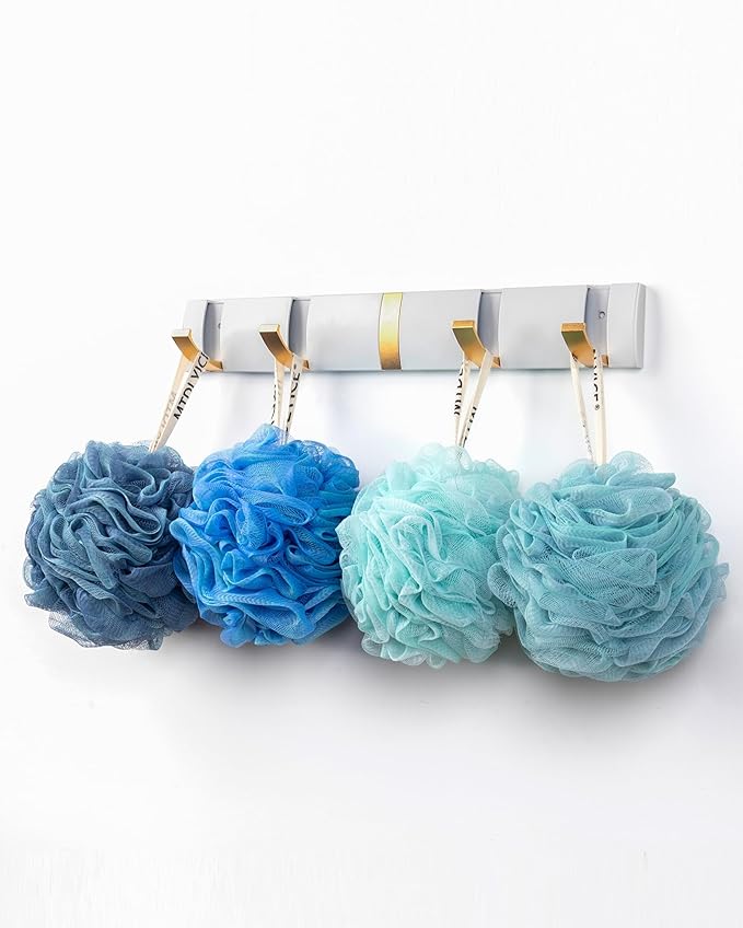 MTDLYICE Loofah Sponge, XXL Large Loofah 100g 4 Pack, Bath Sponge Soft Mesh Shower Loofah for Men, Body Scrub, Shower Pouf Bath Accessories, for Body Wash, Soap (Blue)