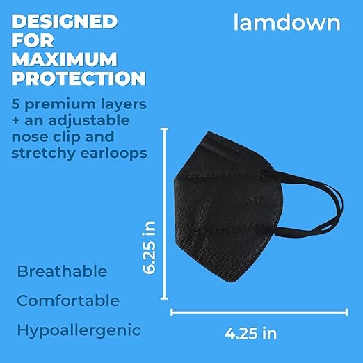 (600-Pack) KN95 Face Masks, Individually Wrapped, Premium Disposable Dust Mask, Black