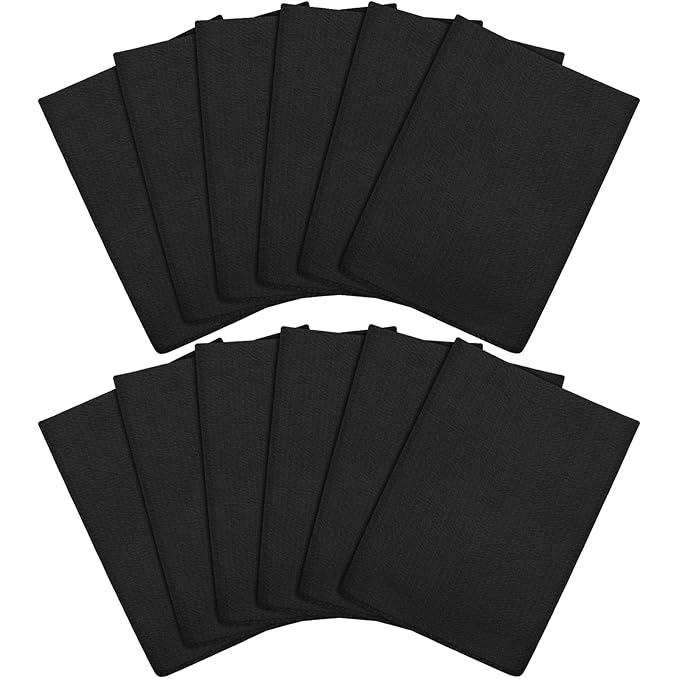 Tatuo 12 Pack Korean Exfoliating Mitt & Cloth, Viscose Rayon Dead Skin Remover Washcloth, Multi Color Body Scrub Towel for Shower Spa Travel(Large,Black)