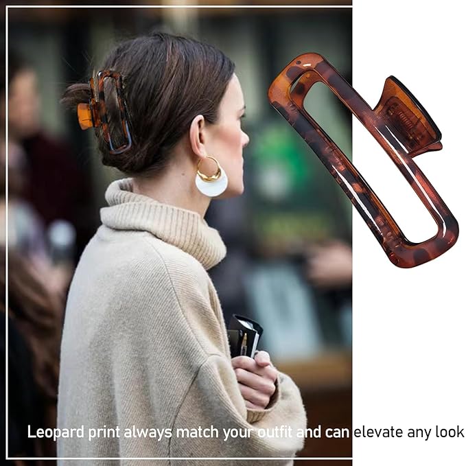 Nalodu Hair Claw Clips 5 Inch XL Unbreakable Glossy Rectangle Square Extra Large Tight Strong Clip Neutral Colors for Thick Curly Long Hair Women - 2 Pack