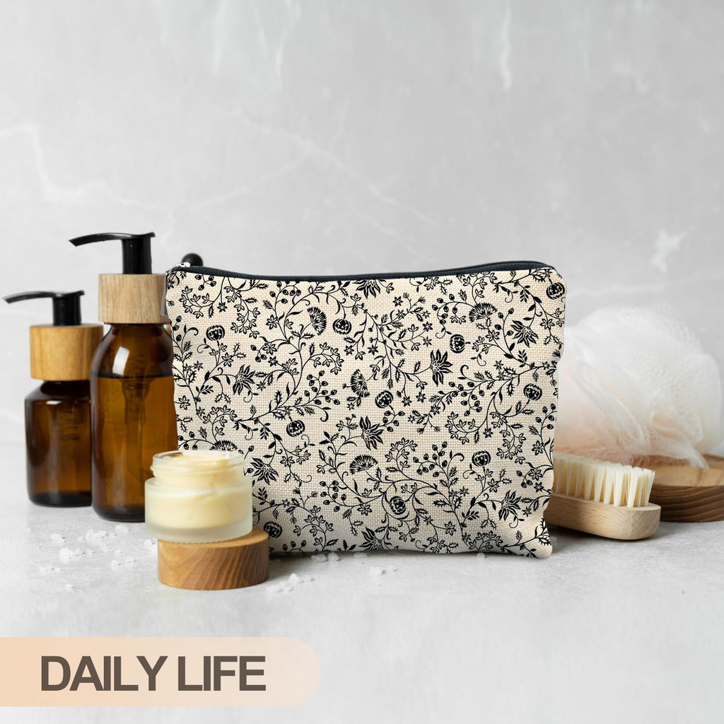 RYYCDOI Vintage Halloween Makeup Bag, Halloween Gifts for Women Her Girlfriend, Halloween Pumpkins with the Wine Cosmetic Bags Toiletry Bag for Women, Horror Makeup Bag