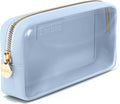 Embla Medium Clear Makeup Bag Travel for Toiletries Cute Make Up Nylon Organizer Pouches Quart Size Cosmetic Bags for Women Girls Zipper Toiletry Skincare Pouch Organizer for Purse Blue
